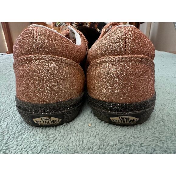 Vans Old Skool Rose Gold Glitter Sneakers Women’s 7.5–8 - Picture 2 of 6
